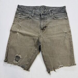 American Eagle Next Level Flex Distressed Denim Shorts Grey Mens Size 30